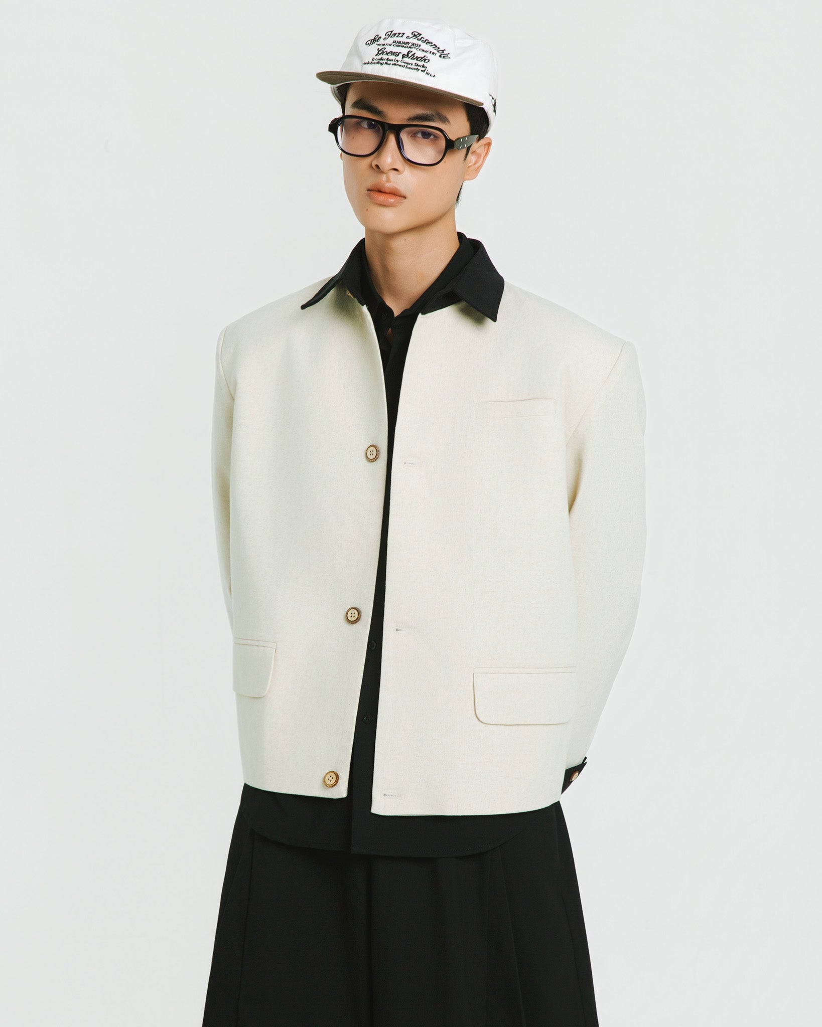 IVORYMIDNIGHT JACKET Ivory front view