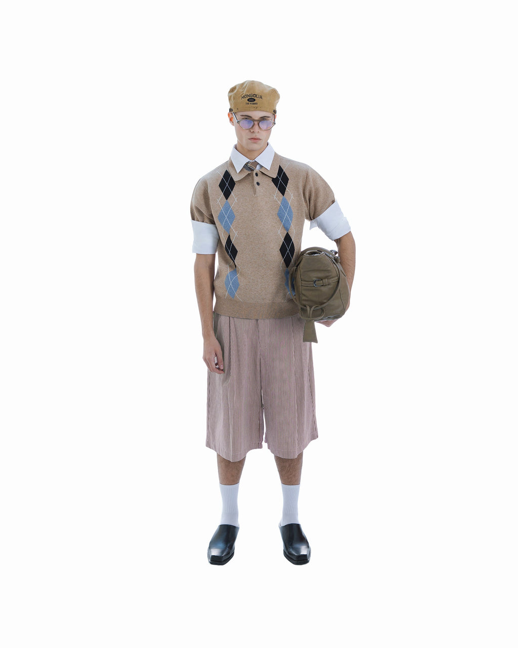ARTEMIS KNIT POLO beige look