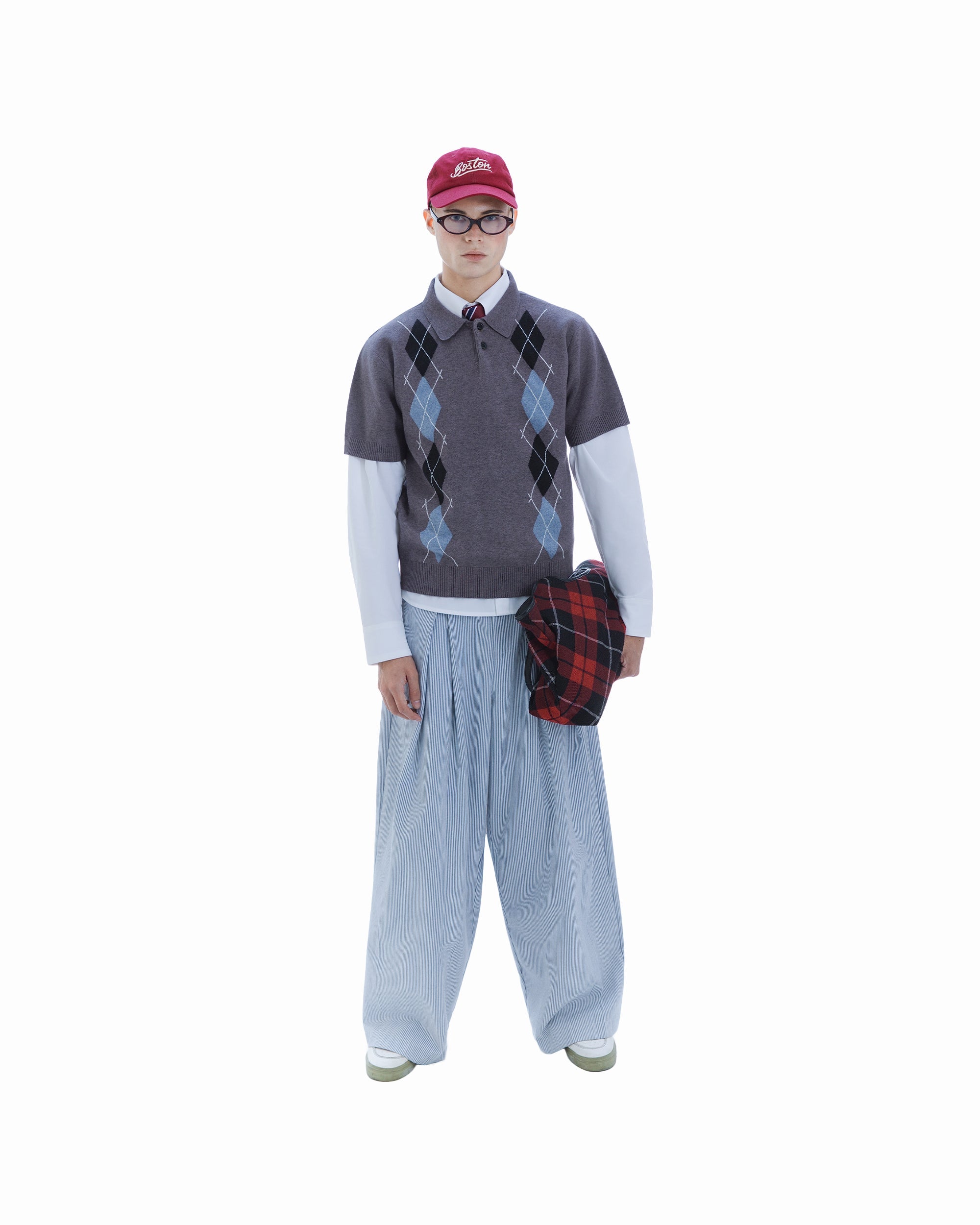 ARTEMIS KNIT POLO grey look