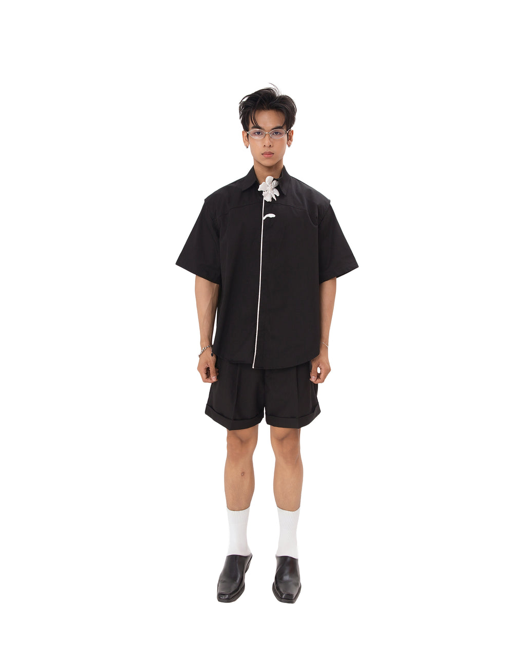 SLATE SHORTS model white background