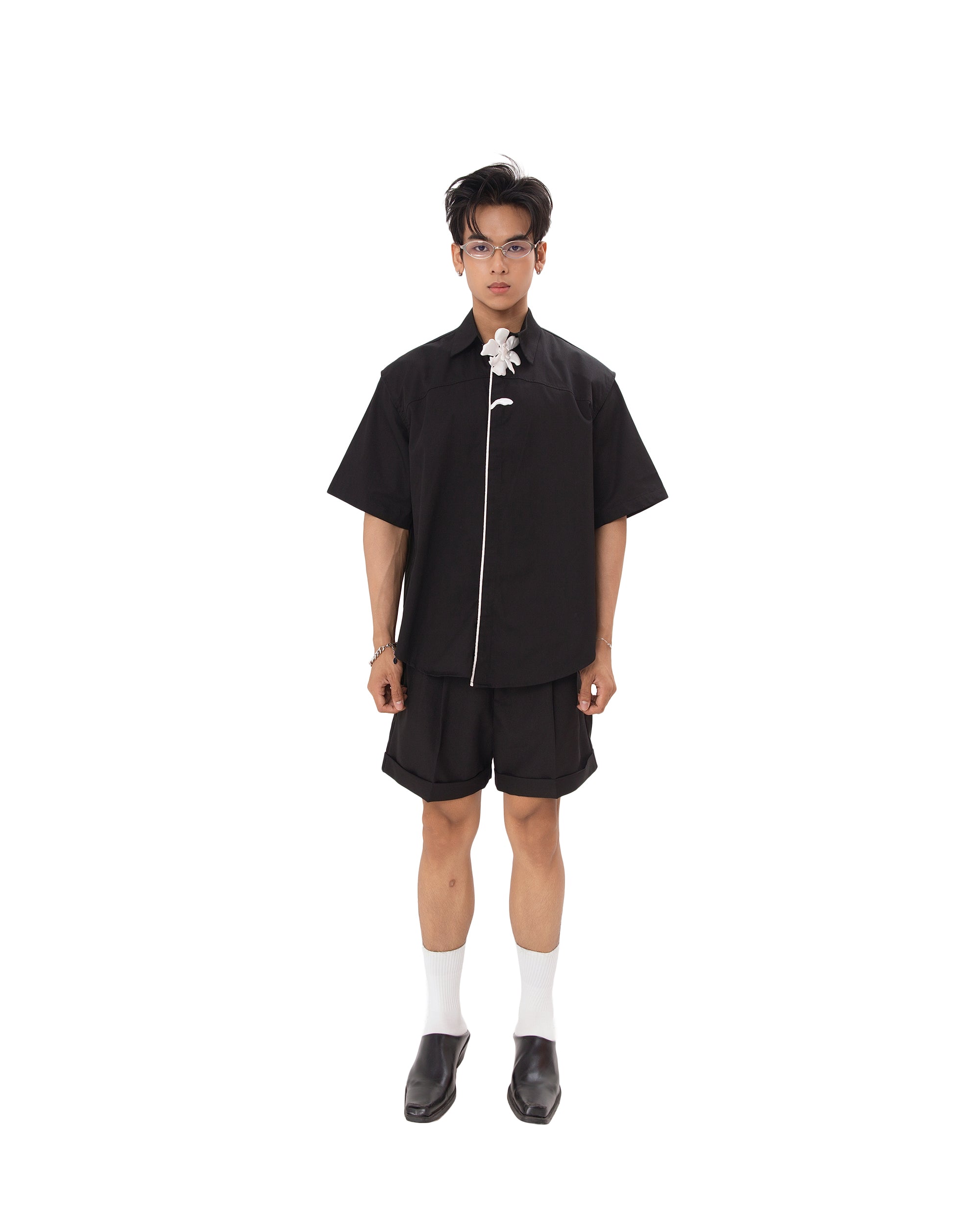 SLATE SHORTS model white background